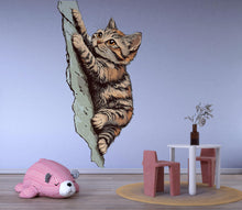 Load image into Gallery viewer, Climbing Cat Wall Decal, Cute Kitty Wall Sticker, Cat Lover Wall Art, Kids Room Decor, Nursery Wall Mural, Pet Decor, 187gm