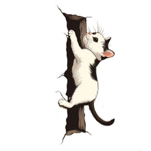 Load image into Gallery viewer, Black White Cat Wall Decal, Climbing Kitten Wall Sticker, Cute Cat Wall Art, Kids Room Decor, Nursery Wall Mural, Pet Lover Gift, 188gm