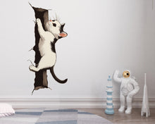 Load image into Gallery viewer, Black White Cat Wall Decal, Climbing Kitten Wall Sticker, Cute Cat Wall Art, Kids Room Decor, Nursery Wall Mural, Pet Lover Gift, 188gm