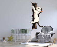 Load image into Gallery viewer, Black White Cat Wall Decal, Climbing Kitten Wall Sticker, Cute Cat Wall Art, Kids Room Decor, Nursery Wall Mural, Pet Lover Gift, 188gm
