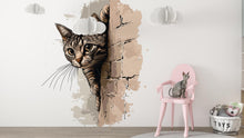 Load image into Gallery viewer, Peeking Cat Wall Decal, Cat Wall Sticker, Cute Kitty Wall Art, Bedroom Decor, Nursery Wall Mural, Pet Lover Gift, 190gm