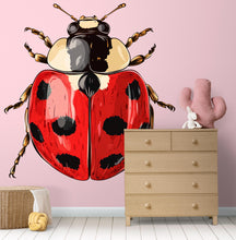 Load image into Gallery viewer, Ladybug Wall Decal, Red Ladybird Sticker, Kids Room Wall Art, Nursery Bug Decor, Insect Wall Mural, Nature Decor, 191gm