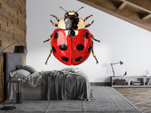 Load image into Gallery viewer, Ladybug Wall Decal, Red Ladybird Sticker, Kids Room Wall Art, Nursery Bug Decor, Insect Wall Mural, Nature Decor, 191gm