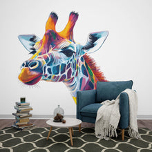 Load image into Gallery viewer, Colorful Giraffe Wall Decal, Giraffe Wall Sticker, Safari Nursery Wall Art, Kids Room Animal Decor, Jungle Wall Mural, 193gm