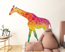 Load image into Gallery viewer, Geometric Giraffe Wall Decal, Colorful Giraffe Sticker, Safari Nursery Wall Art, Kids Room Animal Decor, Jungle Wall Mural, 194gm