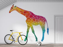 Load image into Gallery viewer, Geometric Giraffe Wall Decal, Colorful Giraffe Sticker, Safari Nursery Wall Art, Kids Room Animal Decor, Jungle Wall Mural, 194gm