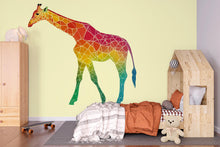 Load image into Gallery viewer, Geometric Giraffe Wall Decal, Colorful Giraffe Sticker, Safari Nursery Wall Art, Kids Room Animal Decor, Jungle Wall Mural, 194gm