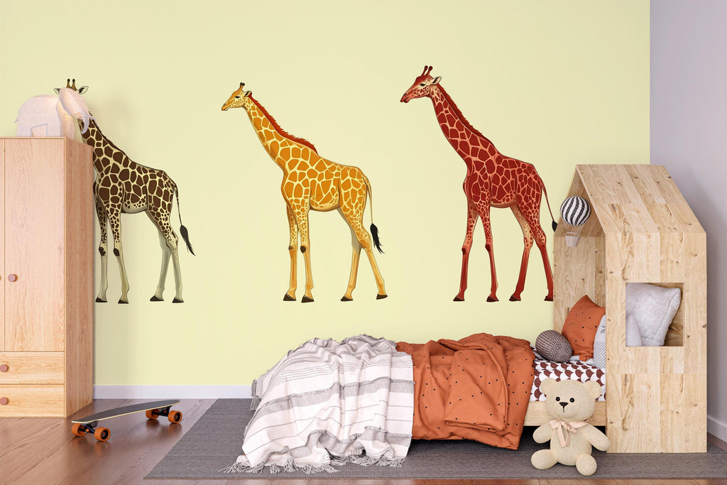 Giraffe Wall Decal Set, Safari Animal Wall Stickers, Kids Room Wall Art, Nursery Animal Decor, Jungle Wall Mural, Giraffe Decor, 195gm
