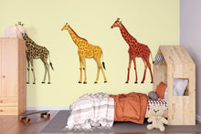 Load image into Gallery viewer, Giraffe Wall Decal Set, Safari Animal Wall Stickers, Kids Room Wall Art, Nursery Animal Decor, Jungle Wall Mural, Giraffe Decor, 195gm