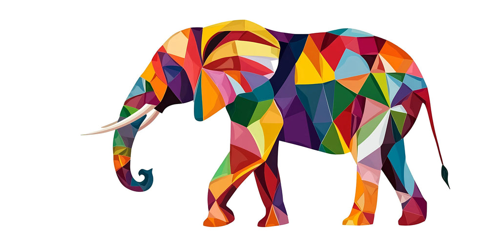 Geometric Elephant Wall Decal, Colorful Elephant Sticker, Safari Nursery Wall Art, Kids Room Animal Decor, Jungle Wall Mural, 196gm