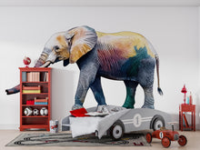 Load image into Gallery viewer, Colorful Elephant Wall Decal, Safari Animal Sticker, Kids Room Wall Art, Nursery Decor, Jungle Wall Mural, 197gm