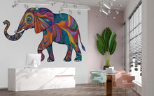 Load image into Gallery viewer, Colorful Elephant Wall Decal, Boho Elephant Sticker, Safari Animal Wall Art, Kids Room Decor, Nursery Wall Mural, 198gm