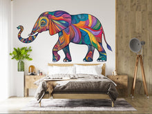 Load image into Gallery viewer, Colorful Elephant Wall Decal, Boho Elephant Sticker, Safari Animal Wall Art, Kids Room Decor, Nursery Wall Mural, 198gm
