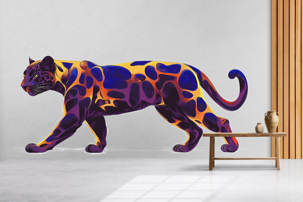 Colorful Leopard Wall Decal, Panther Wall Sticker, Safari Animal Wall Art, Kids Room Decor, Nursery Wall Mural, 199gm