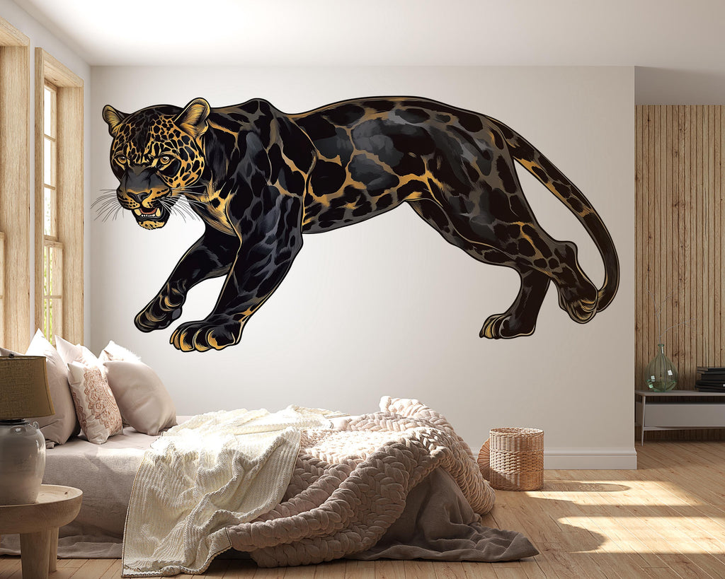 Black Leopard Wall Decal, Panther Wall Sticker, Safari Animal Wall Art, Bedroom Decor, Jungle Wall Mural, 200gm