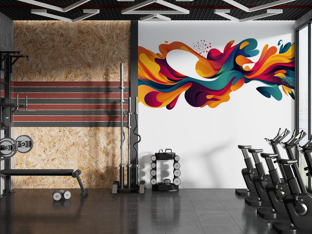 Abstract Wall Decal Colorful Modern Wall Sticker Large Removable Mural Art for Living Room Bedroom Office Decor, 052gm