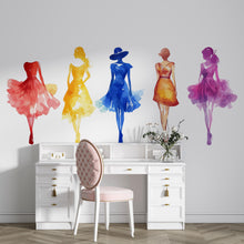 Load image into Gallery viewer, Fashion Wall Decal Colorful Women Silhouette Wall Sticker Modern Boutique Beauty Salon Decor Removable Art, 053gm