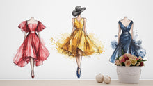 Load image into Gallery viewer, Fashion Dress Wall Decal Watercolor Women Wall Sticker Boutique Beauty Salon Decor Removable Bedroom Art, 054gm