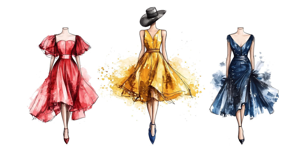 Fashion Dress Wall Decal Watercolor Women Wall Sticker Boutique Beauty Salon Decor Removable Bedroom Art, 054gm