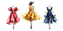 Load image into Gallery viewer, Fashion Dress Wall Decal Watercolor Women Wall Sticker Boutique Beauty Salon Decor Removable Bedroom Art, 054gm