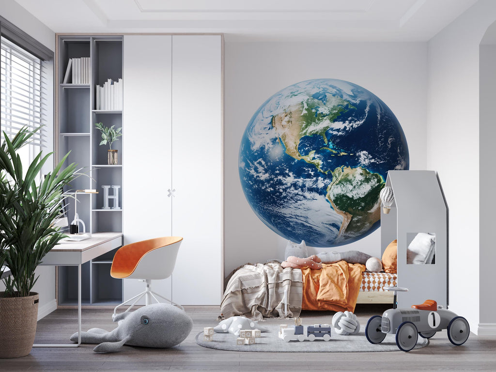 Earth Wall Decal Large World Globe Wall Sticker 3D Planet Mural Space Nursery Classroom Removable Wall Art, 056gm