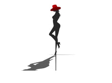 Load image into Gallery viewer, Fashion Silhouette Wall Decal Woman with Red Hat Wall Sticker Modern Glam Bedroom Salon Removable Art, 057gm