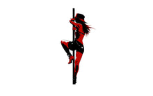 Load image into Gallery viewer, Pole Dance Silhouette Wall Decal, Red Black Glam Art Sticker 058gm