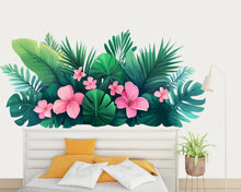 Load image into Gallery viewer, Tropical Wall Decal Pink Hibiscus Leaf Wall Sticker Large Jungle Floral Mural Removable Bedroom Decor, 060gm
