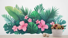 Load image into Gallery viewer, Tropical Wall Decal Pink Hibiscus Leaf Wall Sticker Large Jungle Floral Mural Removable Bedroom Decor, 060gm