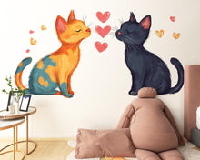 Load image into Gallery viewer, Watercolor Cat Wall Decal Cute Love Cats Wall Sticker Nursery Kids Room Animal Removable Decor, 062gm