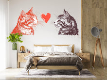 Load image into Gallery viewer, Cat Love Wall Decal Modern Cat Wall Sticker Romantic Bedroom Decor Removable Animal Art, 063gm