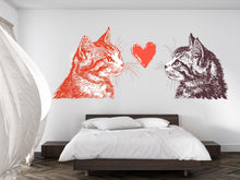 Load image into Gallery viewer, Cat Love Wall Decal Modern Cat Wall Sticker Romantic Bedroom Decor Removable Animal Art, 063gm
