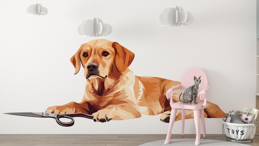 Golden Retriever Wall Decal Large Dog Wall Sticker Kids Room Pet Lover Removable Animal Mural, 066gm