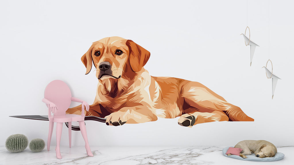 Golden Retriever Wall Decal Large Dog Wall Sticker Kids Room Pet Lover Removable Animal Mural, 066gm