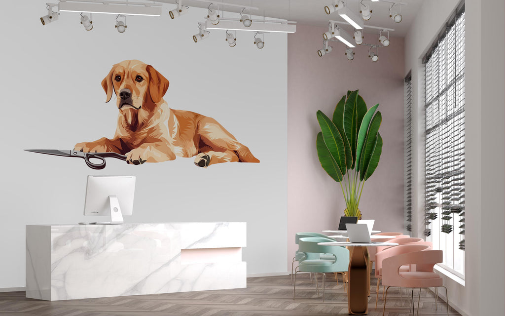Golden Retriever Wall Decal Large Dog Wall Sticker Kids Room Pet Lover Removable Animal Mural, 066gm