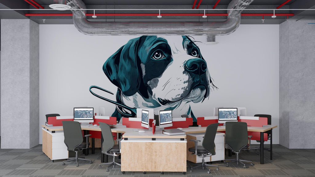 Modern Dog Wall Decal Large Pet Portrait Wall Sticker Office Decor Removable Animal Mural Art, 067gm