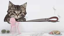 Load image into Gallery viewer, Cute Cat Wall Decal Large Kitten Wall Sticker Pet Grooming Salon Kids Room Removable Animal Mural, 070gm