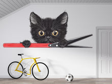 Load image into Gallery viewer, Black Kitten Wall Decal Cute Cat Wall Sticker Kids Room Animal Nursery Decor Removable Pet Mural, 071gm