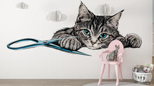 Load image into Gallery viewer, Tabby Cat Wall Decal Cute Kitten Wall Sticker Pet Grooming Salon Decor Kids Room Removable Animal Mural, 072gm