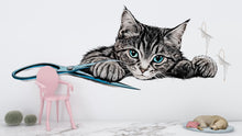 Load image into Gallery viewer, Tabby Cat Wall Decal Cute Kitten Wall Sticker Pet Grooming Salon Decor Kids Room Removable Animal Mural, 072gm