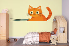 Load image into Gallery viewer, Orange Cat Wall Decal Cute Cartoon Kitten Wall Sticker Kids Room Nursery Animal Removable Mural, 073gm
