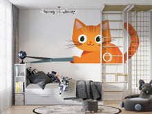 Load image into Gallery viewer, Orange Cat Wall Decal Cute Cartoon Kitten Wall Sticker Kids Room Nursery Animal Removable Mural, 073gm