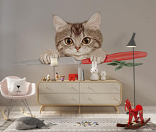 Load image into Gallery viewer, Cute Kitten Wall Decal Cat Kitchen Wall Sticker Chef Cat Decor Removable Animal Mural for Home, 074gm