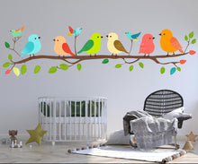 Load image into Gallery viewer, Colorful Birds on Branch Wall Decal Nursery Wall Sticker Kids Room Animal Wall Art Removable Mural Decor, 079gm