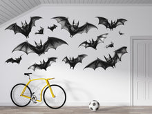 Load image into Gallery viewer, Flying Bats Wall Decal Gothic Halloween Wall Sticker Removable Bat Mural Dark Aesthetic Room Decor, 082gm