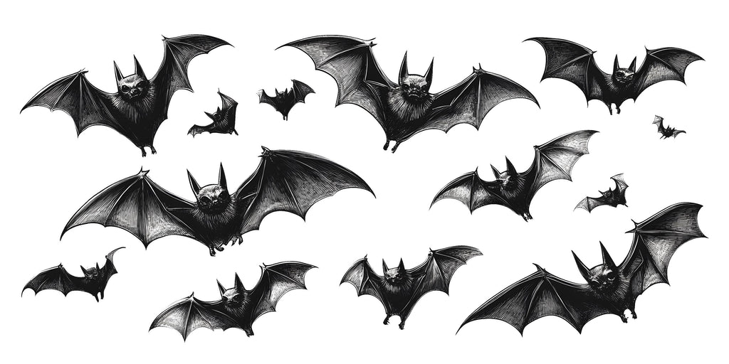Flying Bats Wall Decal Gothic Halloween Wall Sticker Removable Bat Mural Dark Aesthetic Room Decor, 082gm