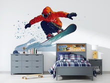 Load image into Gallery viewer, Snowboard Wall Decal Extreme Sports Wall Sticker Snowboarding Mural Boys Room Removable Teen Bedroom Decor, 084gm
