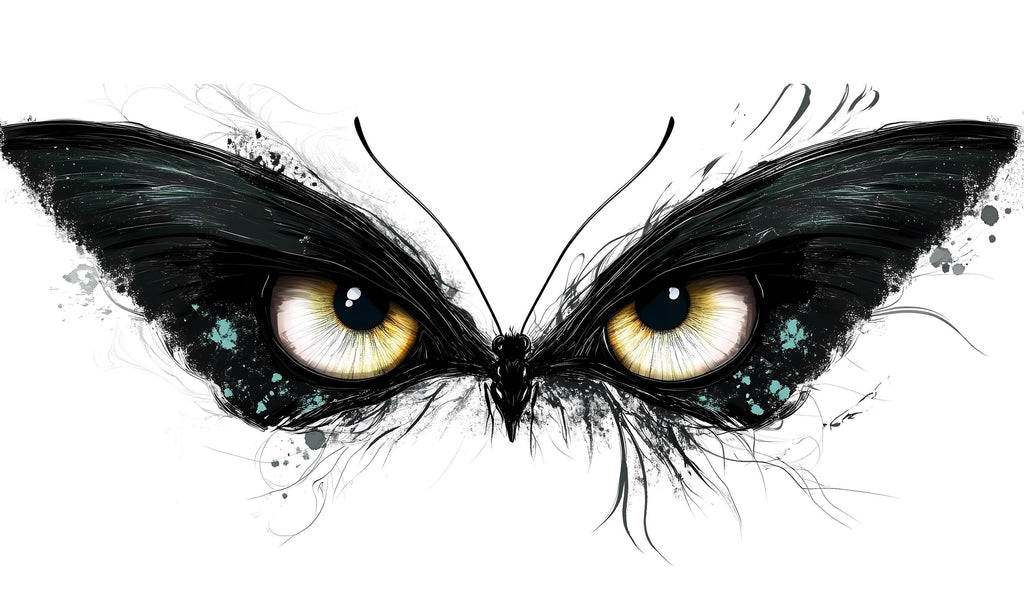 Dark Butterfly Eyes Wall Decal Gothic Abstract Wall Sticker Modern Living Room Removable Mural Art, 092gm