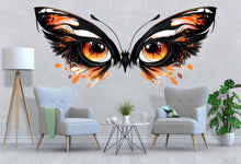 Load image into Gallery viewer, Orange Butterfly Eyes Wall Decal Abstract Gothic Wall Sticker Modern Living Room Removable Mural, 094gm