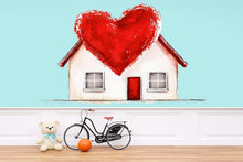 Load image into Gallery viewer, Heart House Wall Decal Romantic Home Wall Sticker Love House Mural Valentine Bedroom Decor, 098gm